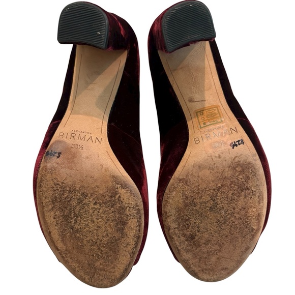 Alexandre Birman Kyle Velvet Mary Jane Block Heels Pumps Burgundy, EU 38.5/8.5 - Picture 14 of 15